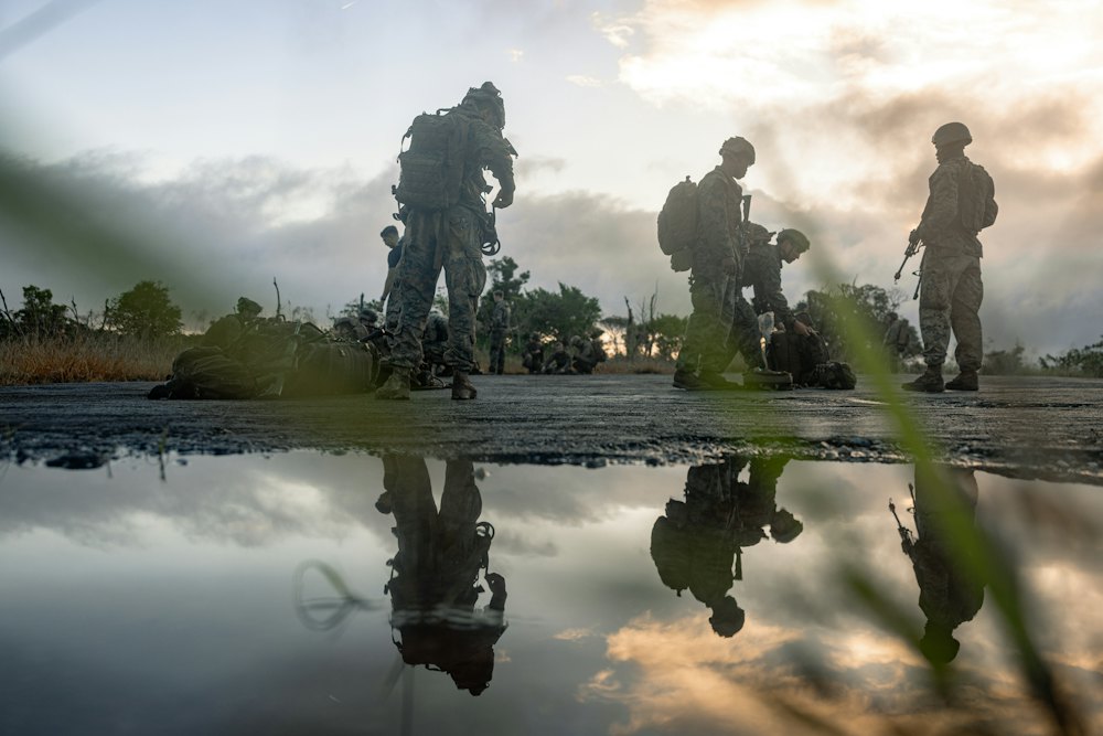 A squad training at dawn